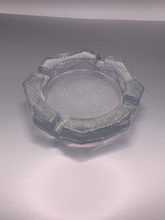 Clear Resin Ashtray with Glitter